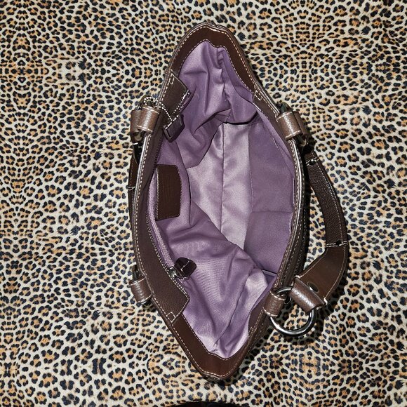 COACH Penelope Brown Pebbled Leather Handbag Double Straps - Picture 3 of 5